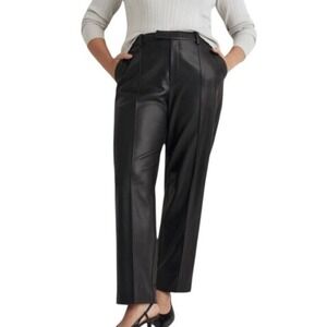 Madewell x Aimee Song‎ Fairbanks Pants Vegan Leather Tapered Pintucked Moto 14